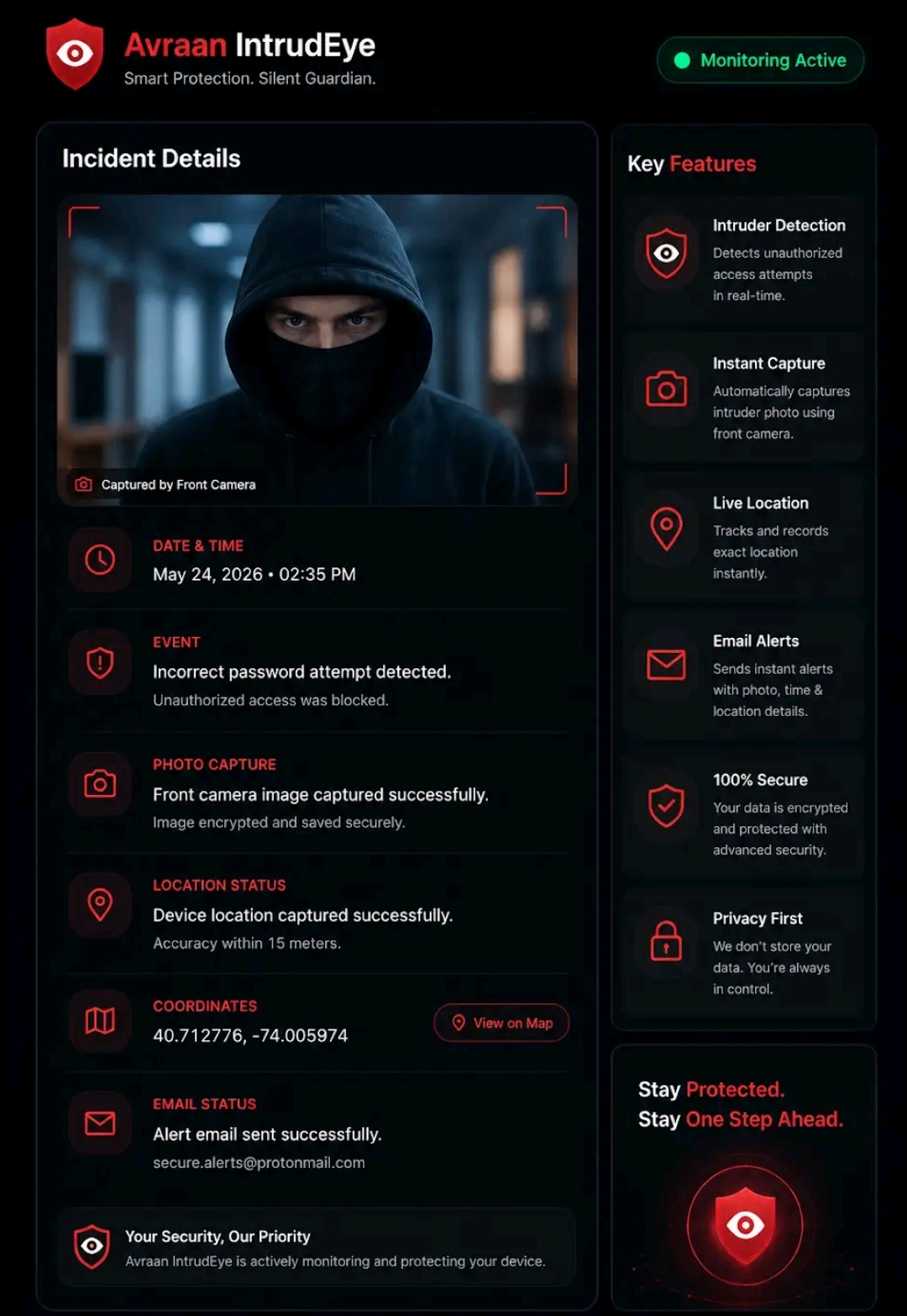 IntrudEye settings alert configure screenshot